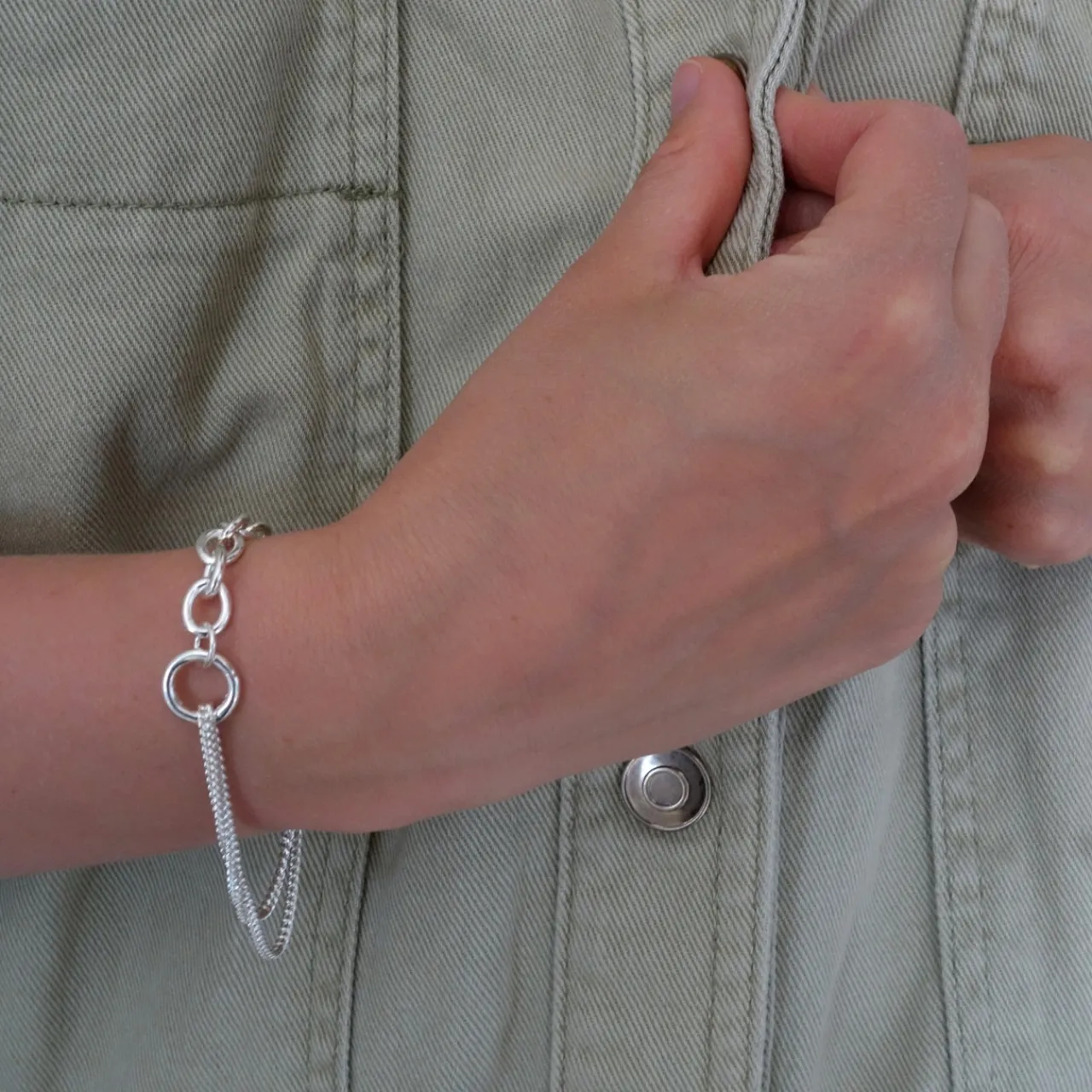 Clearance Armband Contrast silver Armband Silver|Smycken Herr