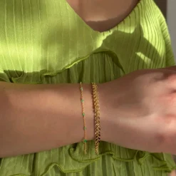 Sale Armband Santa Monica Grön Guld Armband Guld|Smycken Dam