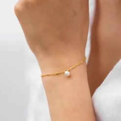Best Armband Treasure Single Pearl Guld Armband Guld