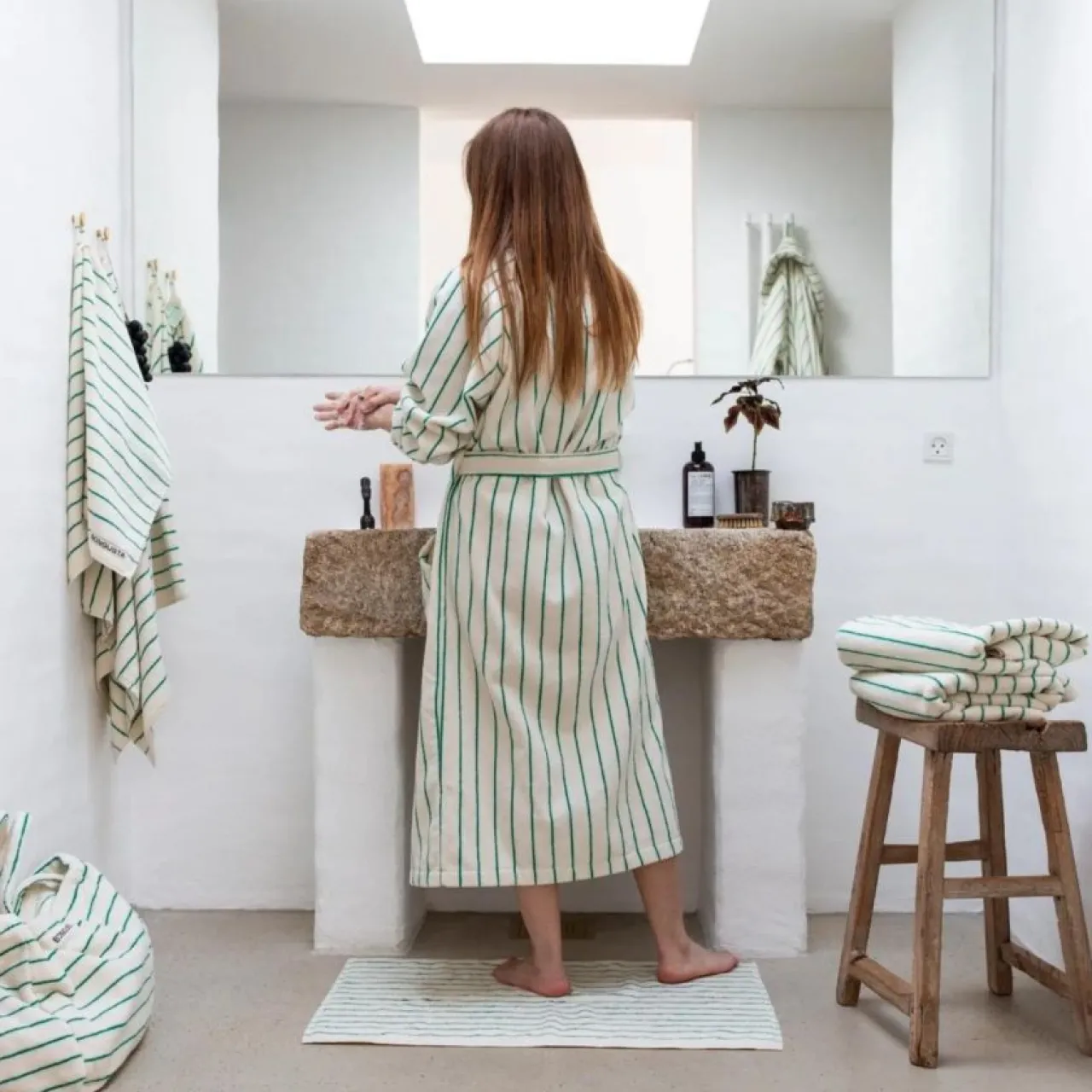 New Badrock Naram Vit/Grön Handdukar|Sommarfavoriter