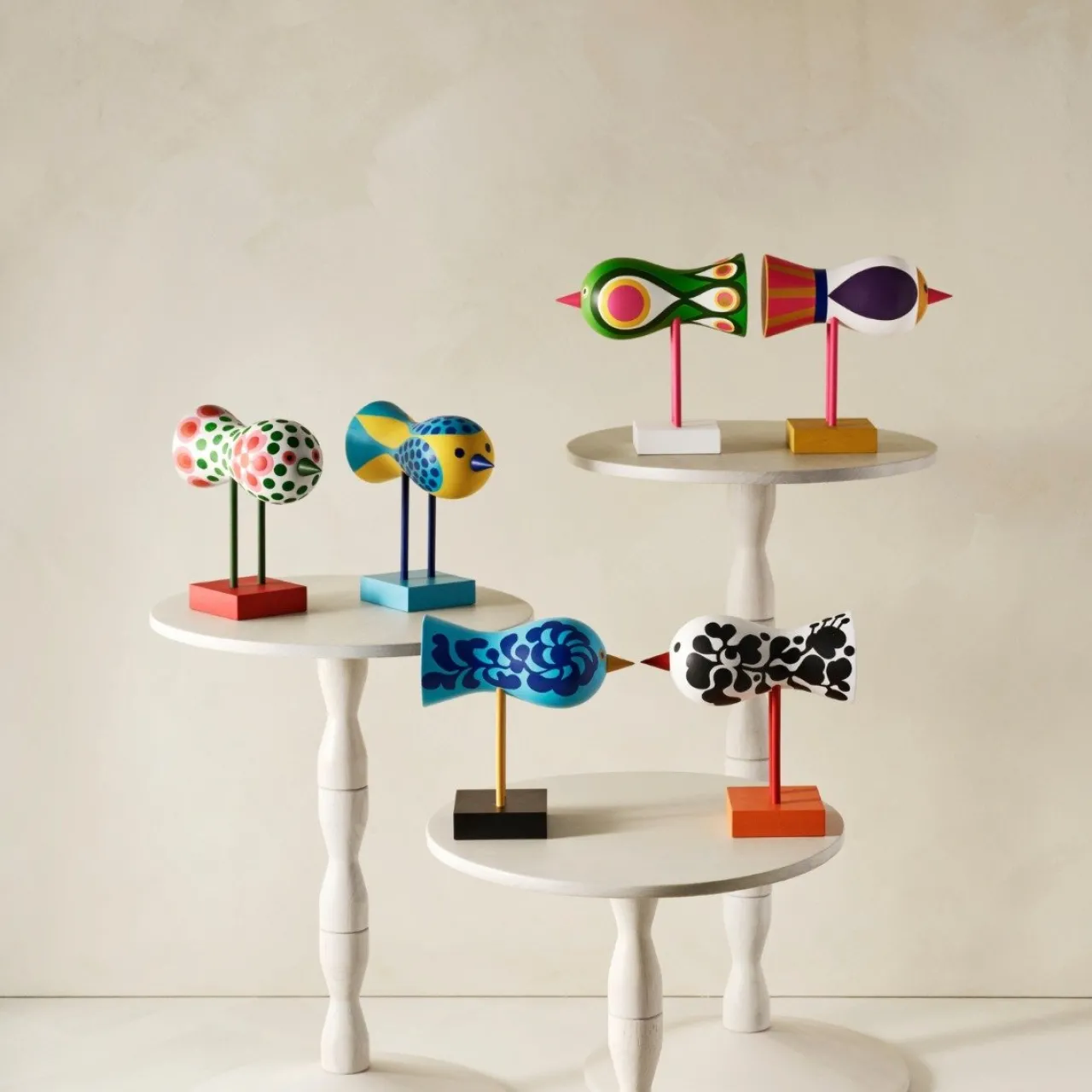 Clearance Birds 1967 No.3 Svart /Vit Träfigurer|Julfigurer