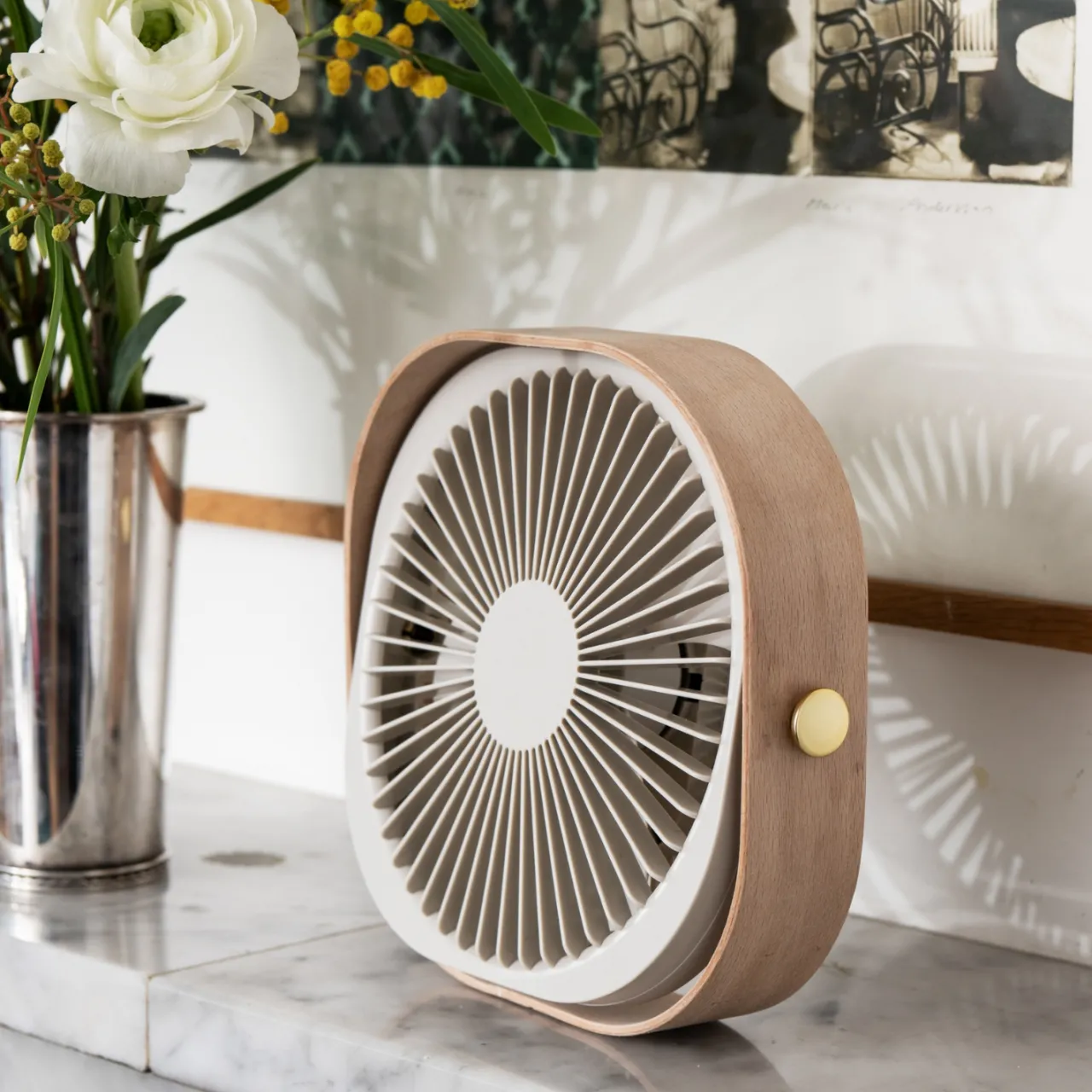 Outlet Bordsfläkt trådlös Fantastic Wood Beige Sommarfavoriter