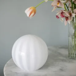 Sale Bordslampa rund glas Randig vit Bordslampor|Lampor