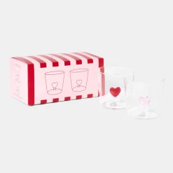 New Glas Deco Heart 2 st röd/rosa Dricksglas|Julklappstips