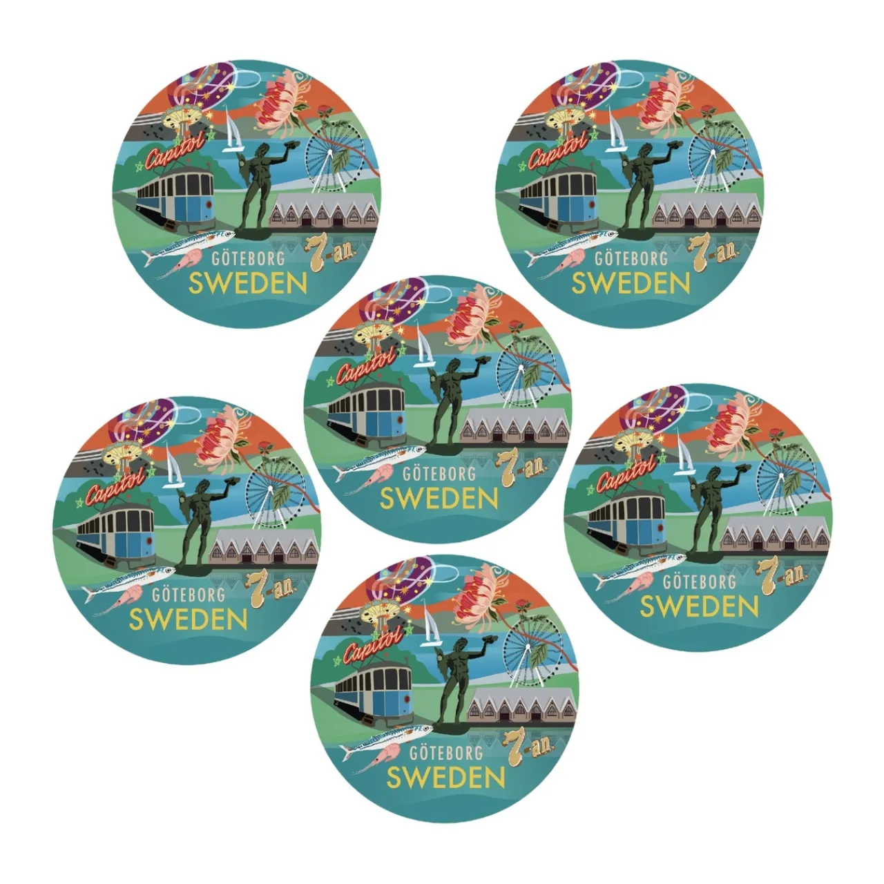 New Glasunderlägg Göteborg 6-pack Glasunderlägg