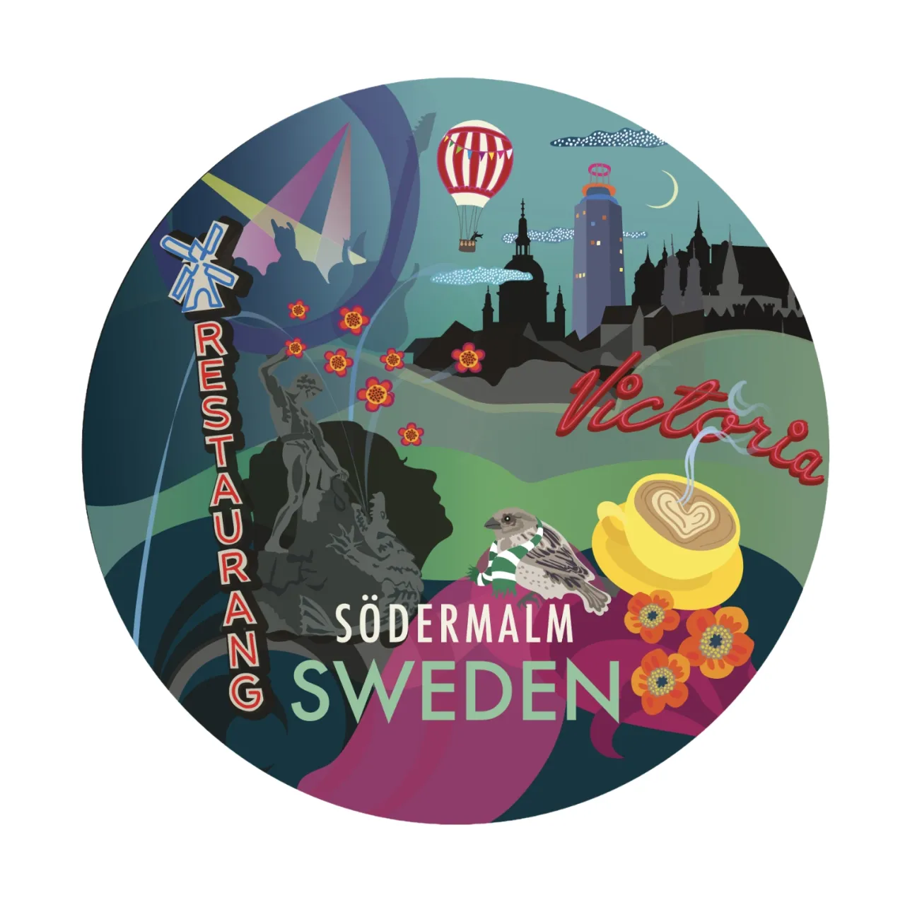 Outlet Glasunderlägg Stadsdelarna 6-pack Glasunderlägg