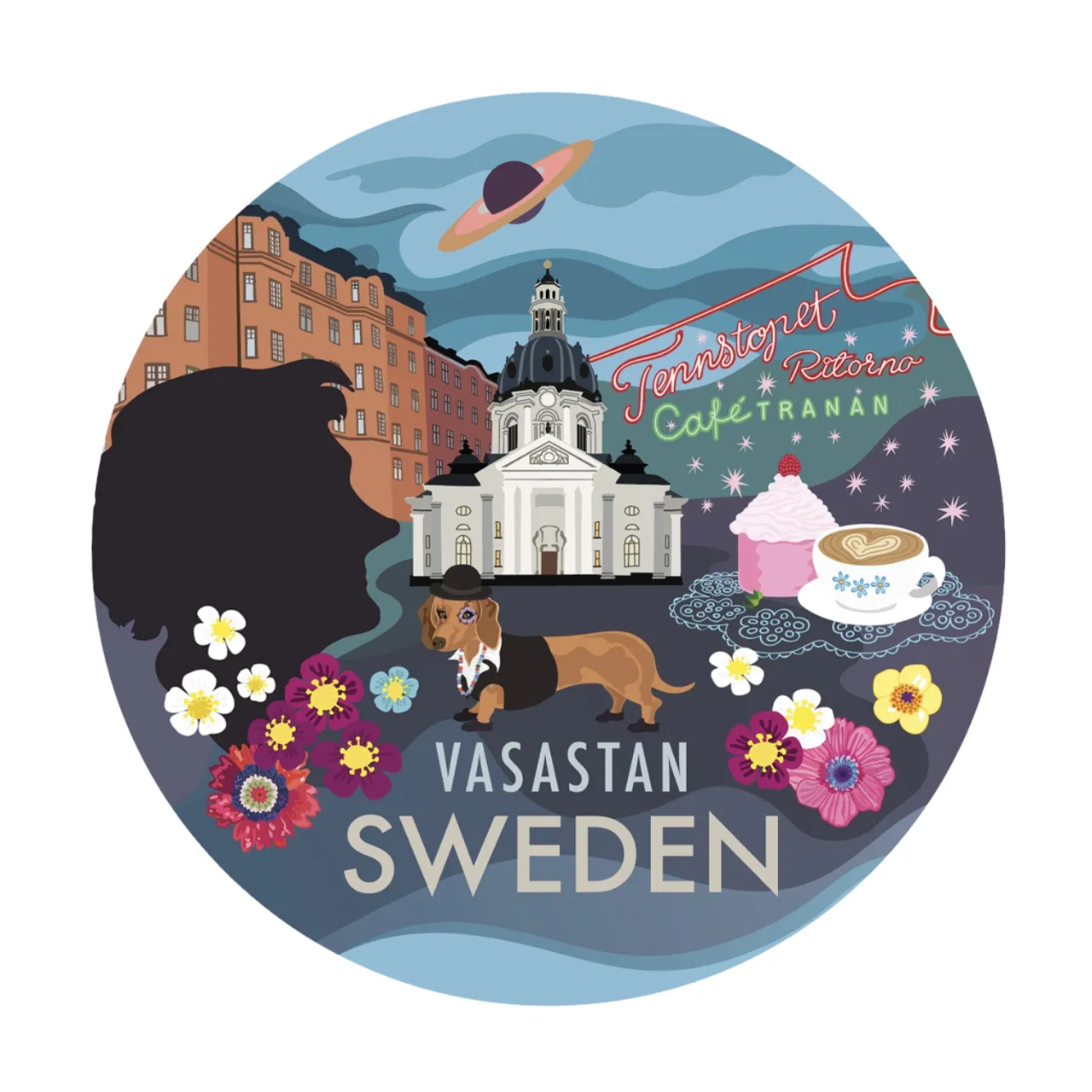 Outlet Glasunderlägg Stadsdelarna 6-pack Glasunderlägg