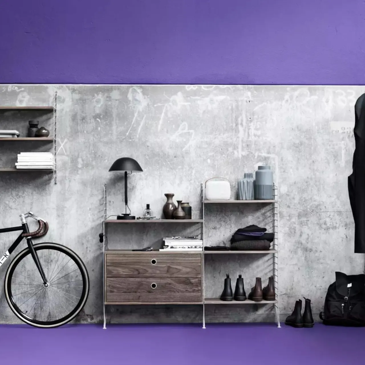 Clearance Golvgavel 115x30 2-p svart String Gavlar