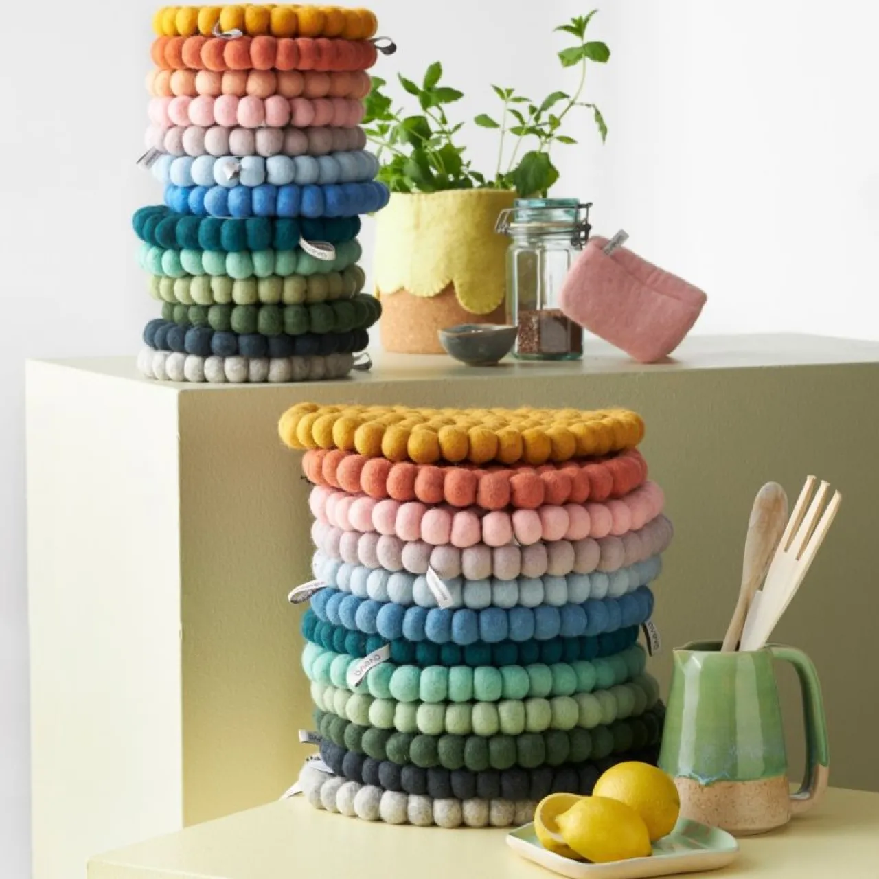 New Grytunderlägg Ull Mossgrön Grytunderlägg|Tillagning & Redskap