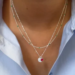 Sale Halsband Santa Monica 42cm Grön Silver Smycken Dam|Halsband Silver