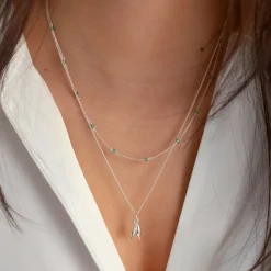 Sale Halsband Santa Monica 42cm Grön Silver Smycken Dam|Halsband Silver