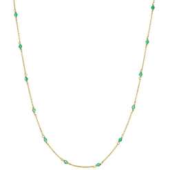 Online Halsband Santa Monica 42cm Grön Guld Halsband Guld|Smycken Dam