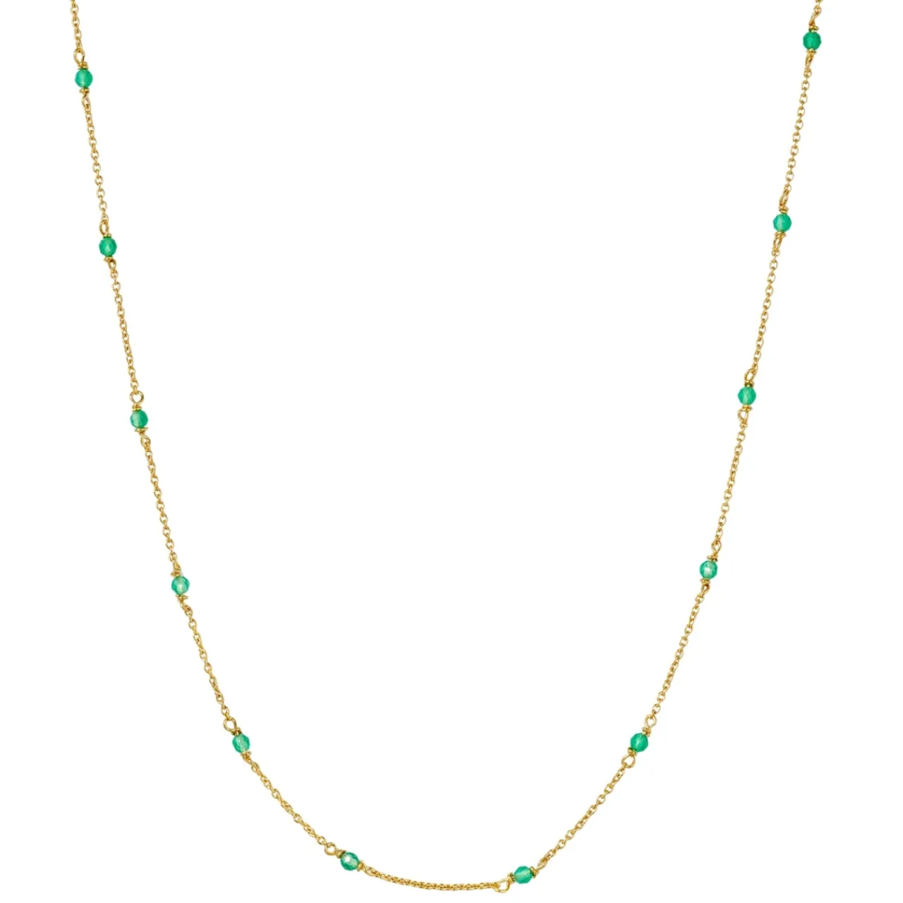 Online Halsband Santa Monica 42cm Grön Guld Halsband Guld|Smycken Dam