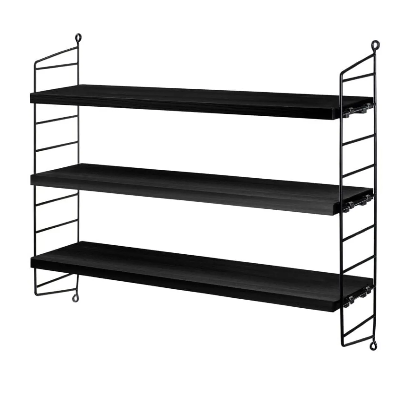 New Hylla Pocket String svartbetsad Stringhylla Pocket|Hyllor