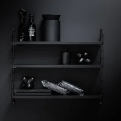 New Hylla Pocket String svartbetsad Stringhylla Pocket|Hyllor