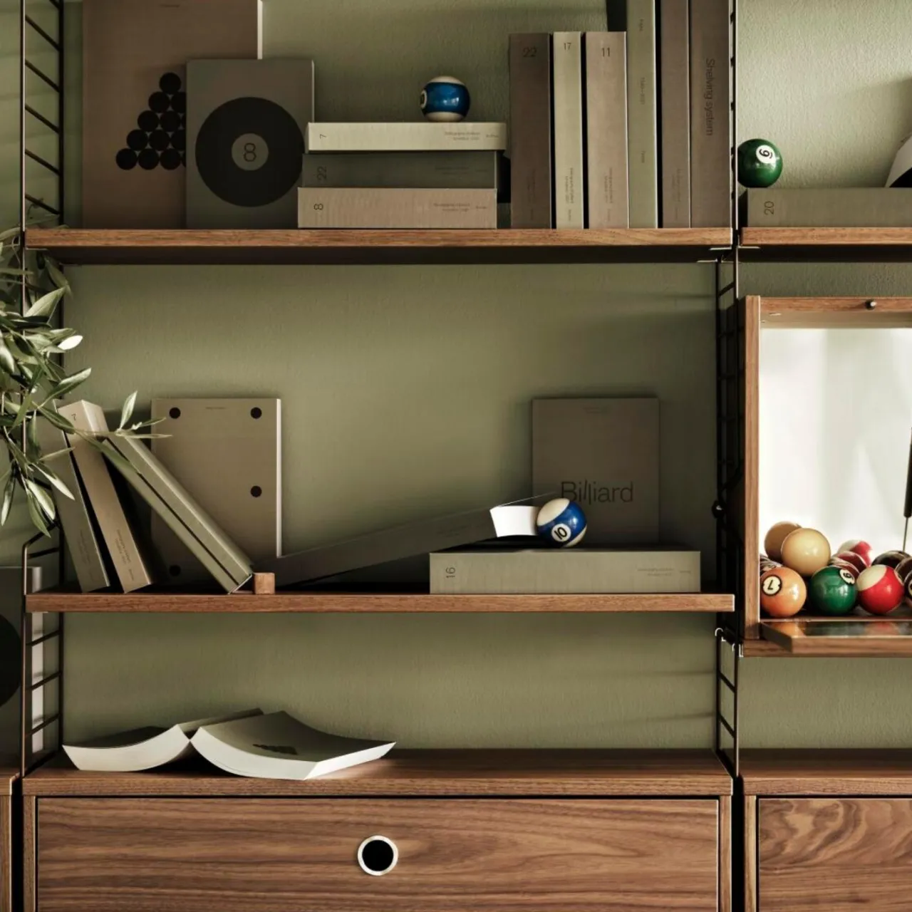 Sale Hyllplan 78x20 3-p valnöt String Hyllplan