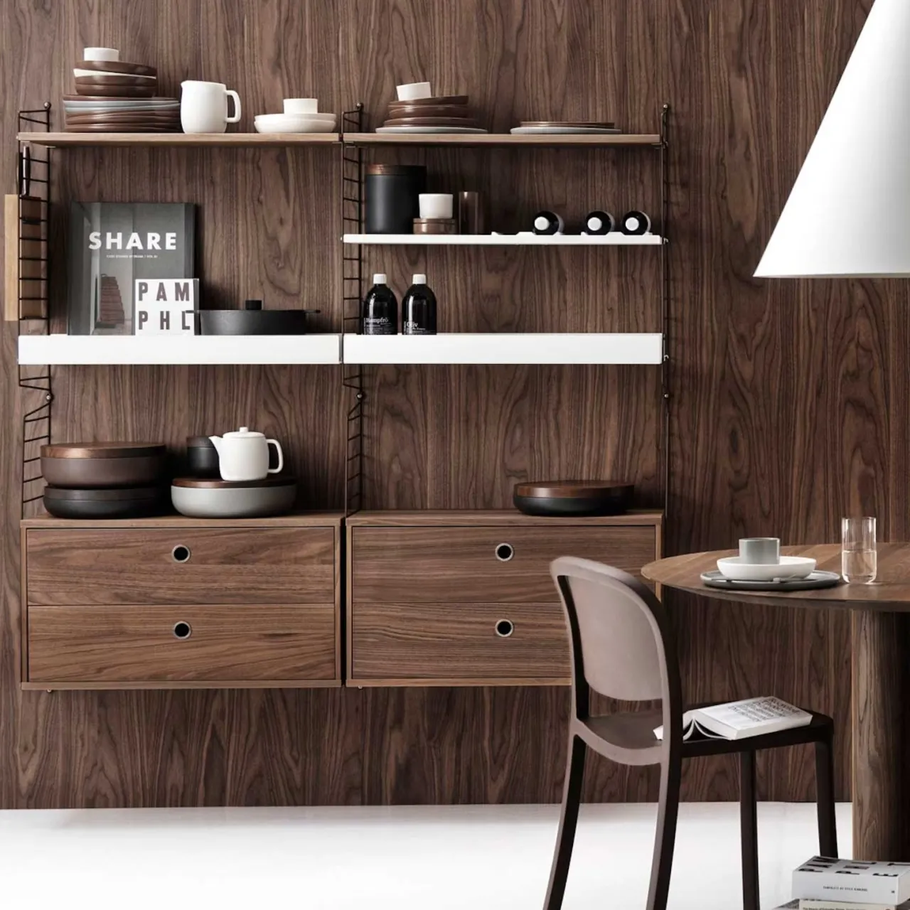 Sale Hyllplan 78x30 3-p valnöt String Hyllplan