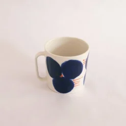 Hot Kaffekopp 25 ml blom blå/orange streck Tekoppar|Kaffekoppar