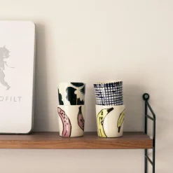 New Kopp liten halvblomma svart/vit Köksinredning|Tekoppar