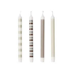 Kronljus Randiga 4-pack Beige Multi Stearinljus|Kronljus