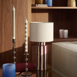 Kronljus Randiga 4-pack Beige Multi Stearinljus|Kronljus