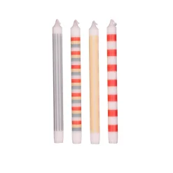 Discount Kronljus Randiga 4-pack Orange Multi Stearinljus|Kronljus