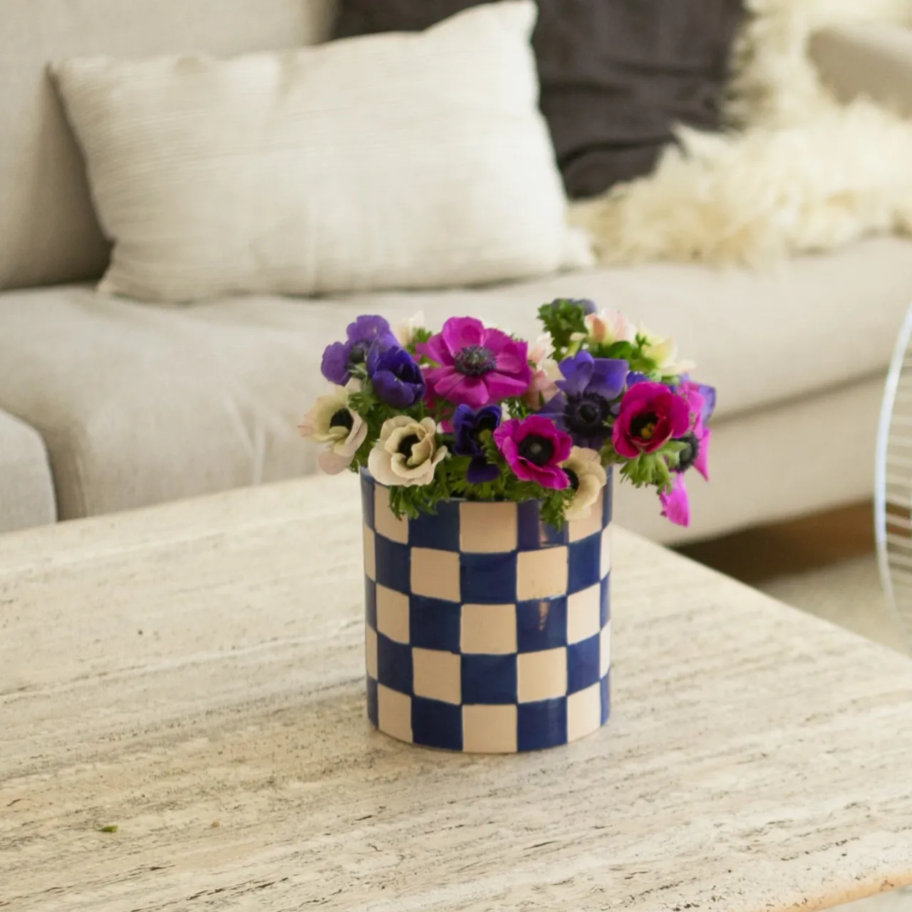 Hot Kruka DT Schackruta Blå Krukor