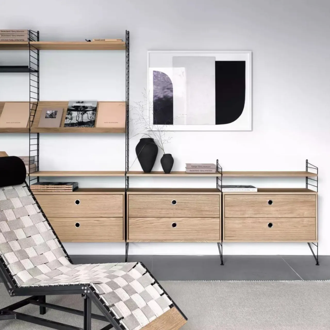 Outlet Lådhurts 78x30x42 ek String Skåp & Fällbord