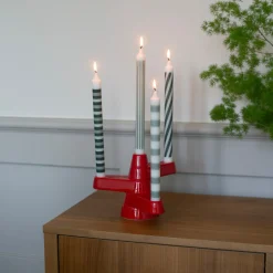 Sale Ljus Randig 4-pack Grön Stearinljus|Adventsljus