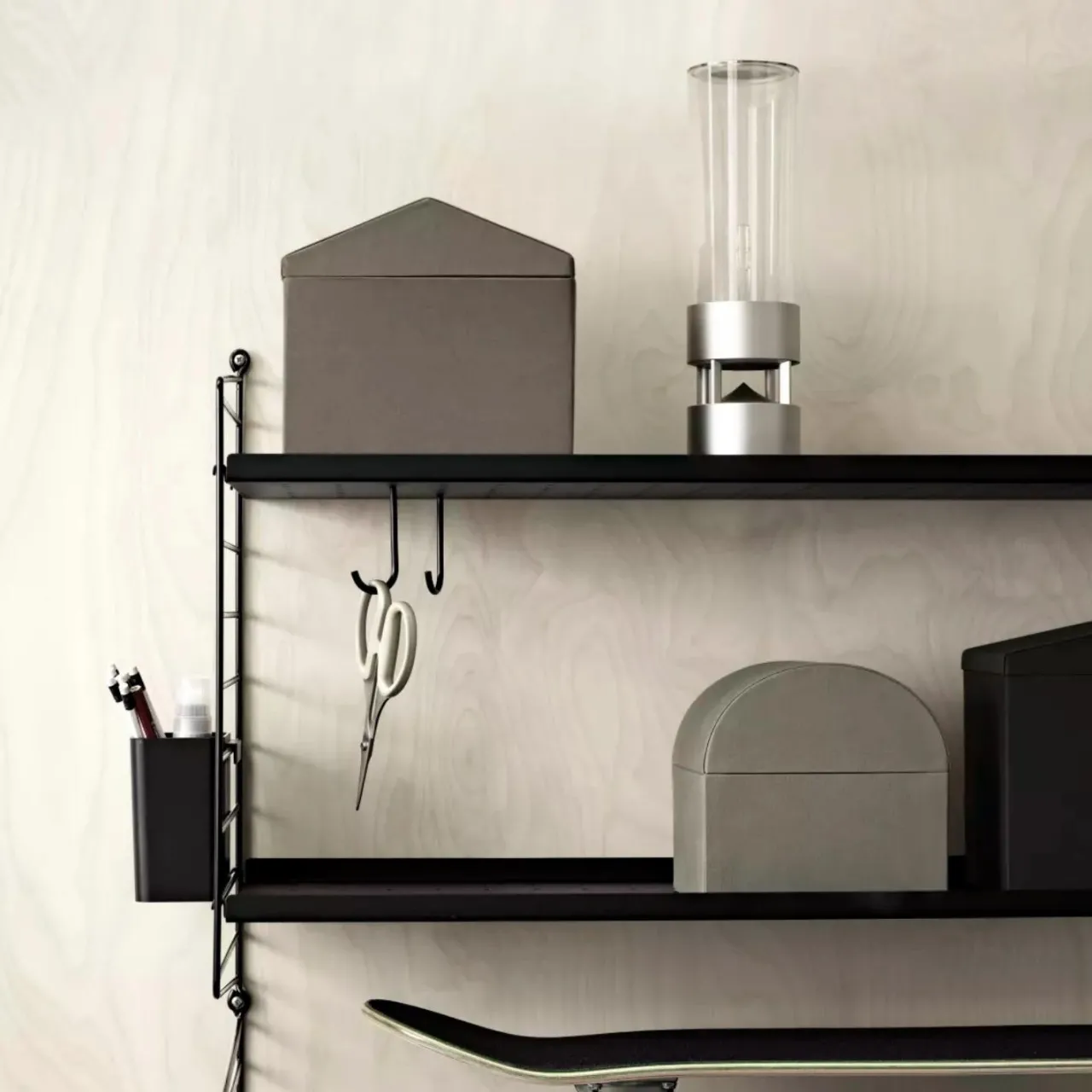 Sale Metallhyllplan Låg 58x20 svart String Hyllplan