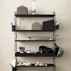 Sale Metallhyllplan Låg 78x20 svart String Hyllplan