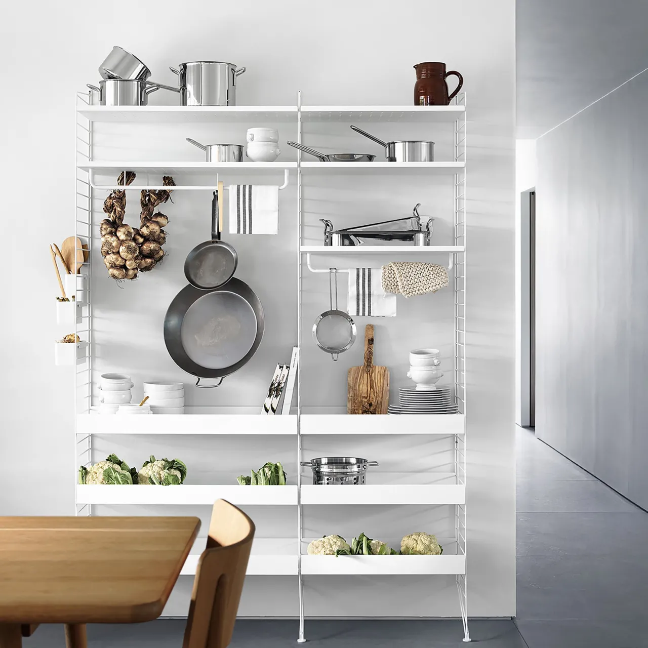 New Metallhyllplan Låg 78x30 vit String Hyllplan