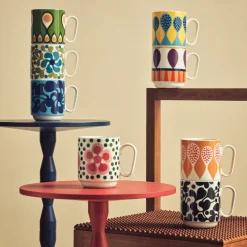 Mugg Birds 1967 Nr.7 Blå/Grön Tekoppar|Kaffekoppar