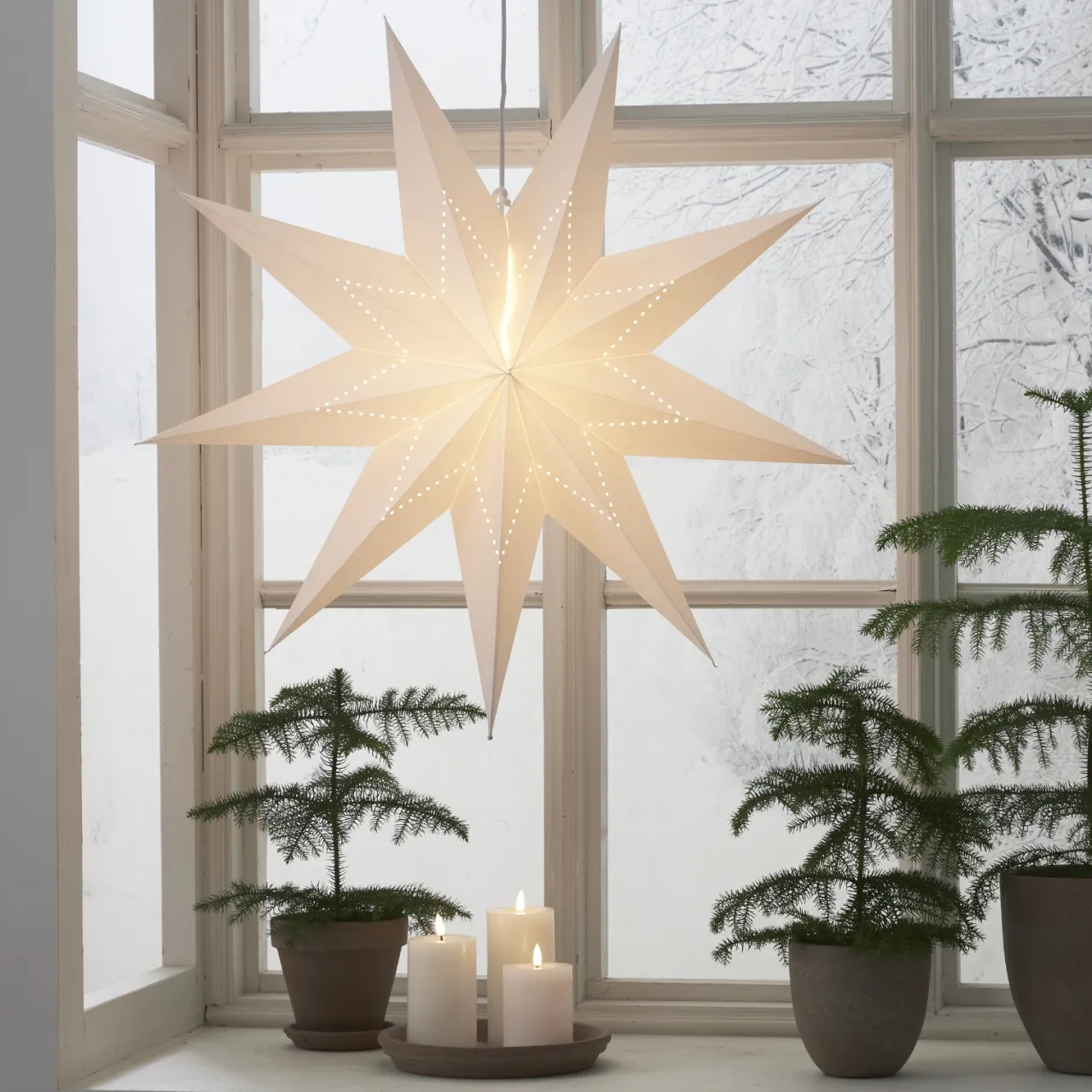 Sale Pappers stjärna Lysa 80cm vit Julbelysning|Novent