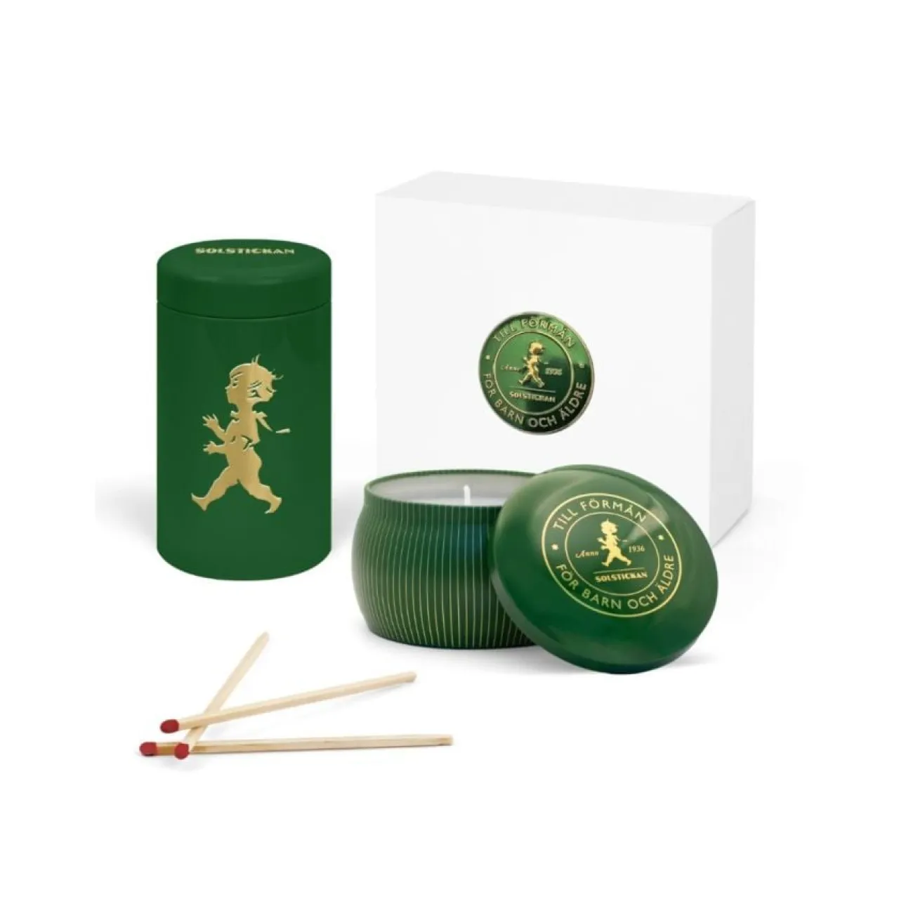 Online Presentask Doftljus + Tändsticksrör Grön Tändstickor|Julklappstips