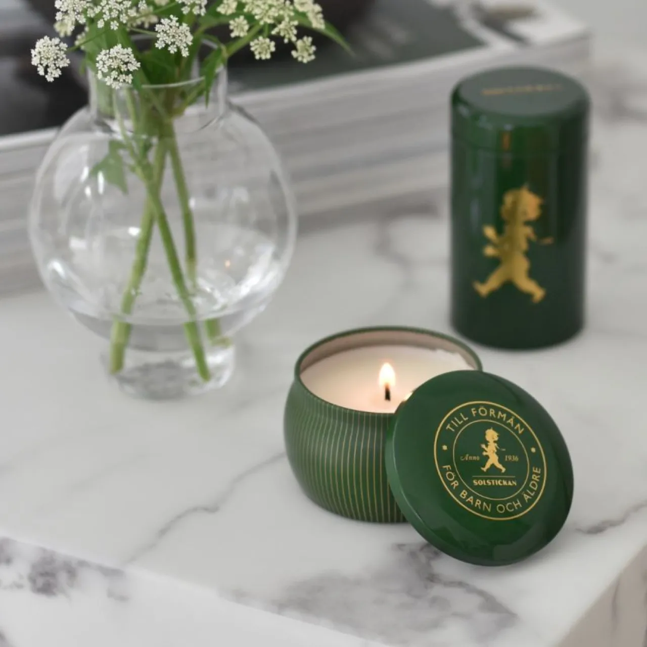 Online Presentask Doftljus + Tändsticksrör Grön Tändstickor|Julklappstips