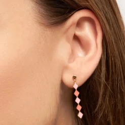 Online Örhänge Confetti Long Guld Korall/Rosa Örhängen Guld