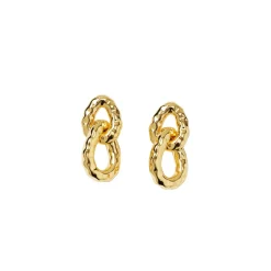 Discount Örhängen Bolded Hammered Links Guld Örhängen Guld|Smycken Dam