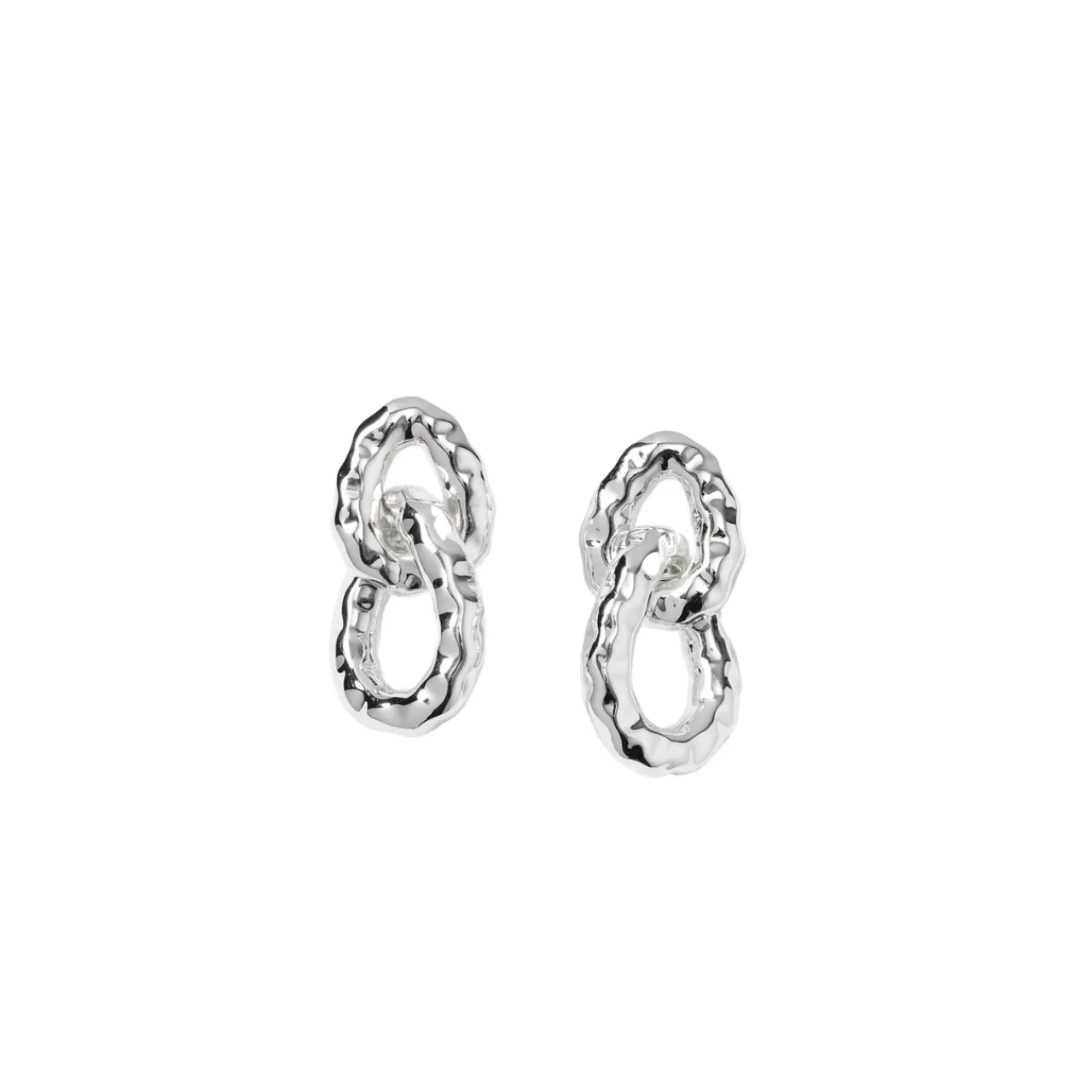 Online Örhängen Bolded Hammered Links Silver Örhängen Silver|Smycken Dam