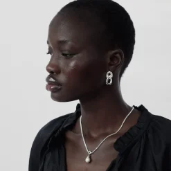 Online Örhängen Bolded Hammered Links Silver Örhängen Silver|Smycken Dam