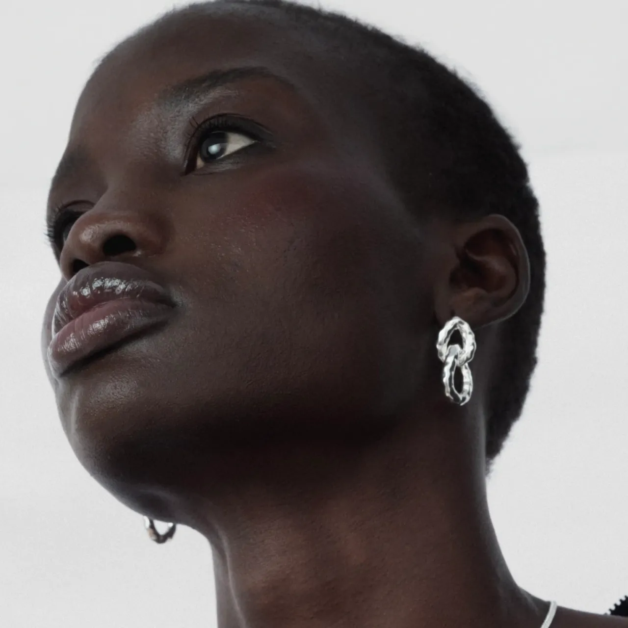 Online Örhängen Bolded Hammered Links Silver Örhängen Silver|Smycken Dam