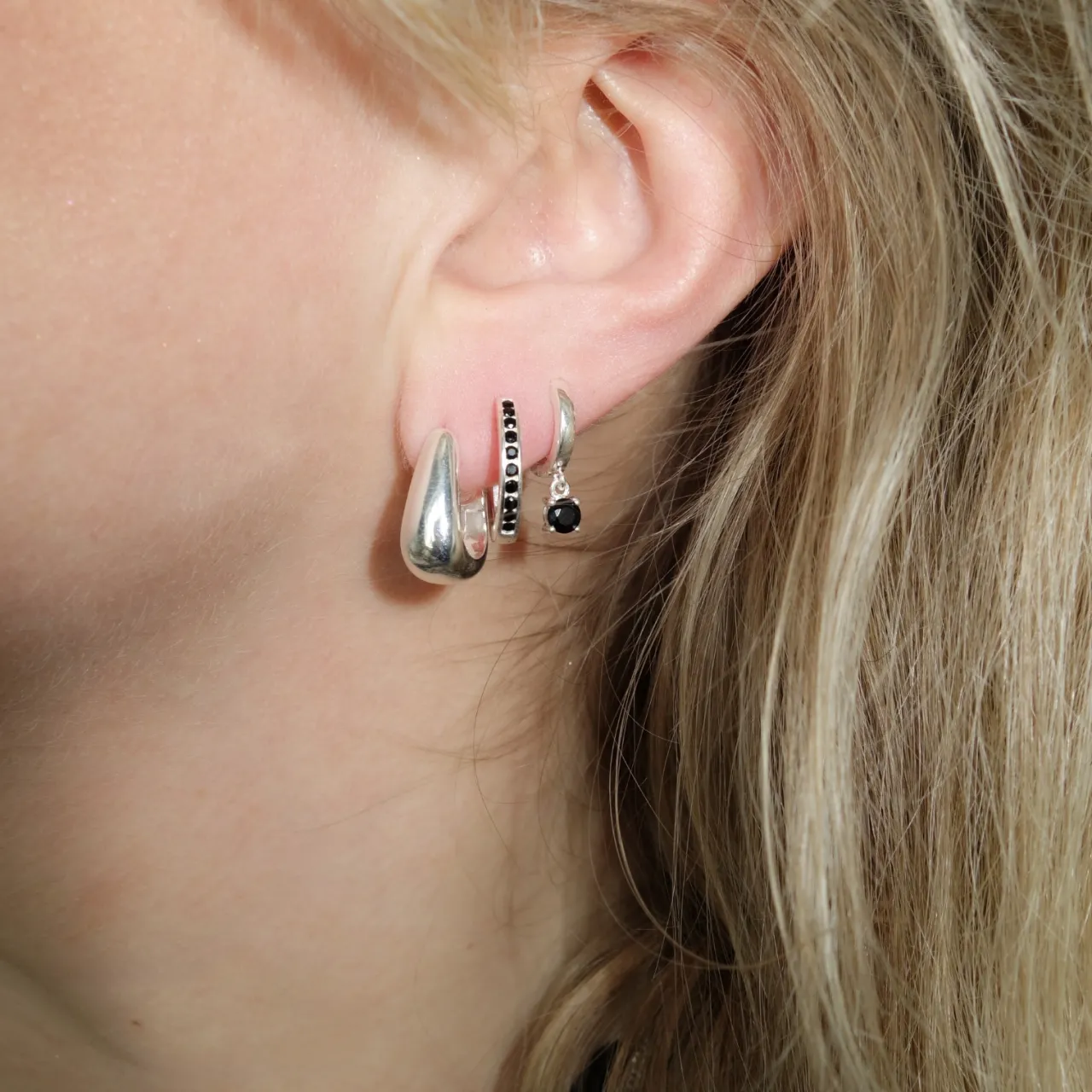 Clearance Örhängen Nano silver/svart Örhängen Silver|Smycken Dam