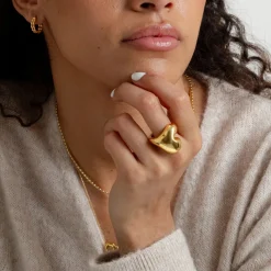 Ring Bolded Heart Guld Ringar Guld|Smycken Dam