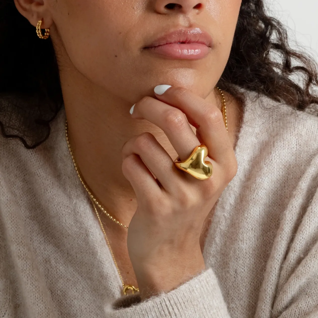 Ring Bolded Heart Guld Ringar Guld|Smycken Dam