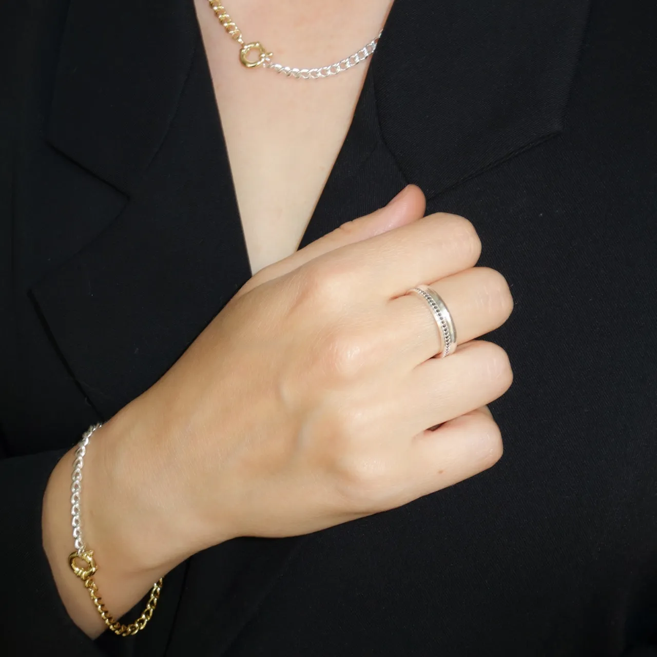 Online Ring Nano Silver/svart Ringar Silver|Smycken Dam