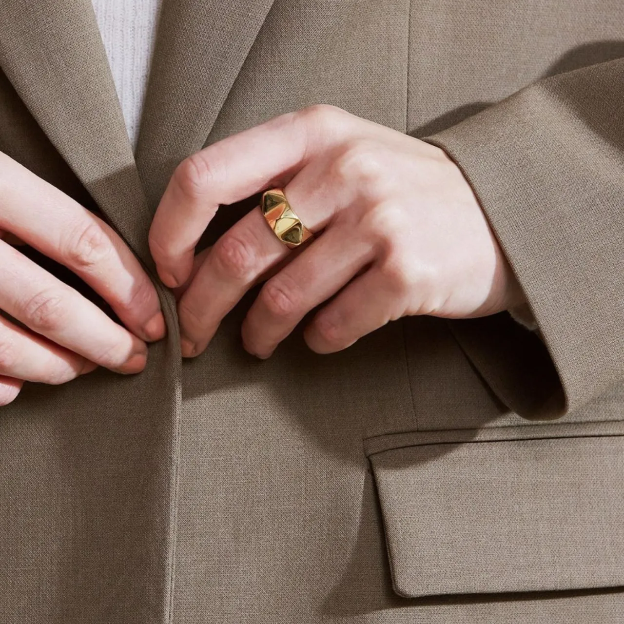 New Ring Peak Rivet Guld Ringar Guld|Smycken Dam