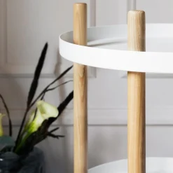 Serveringsvagn Block rund vit Sängbord|Serveringsvagn