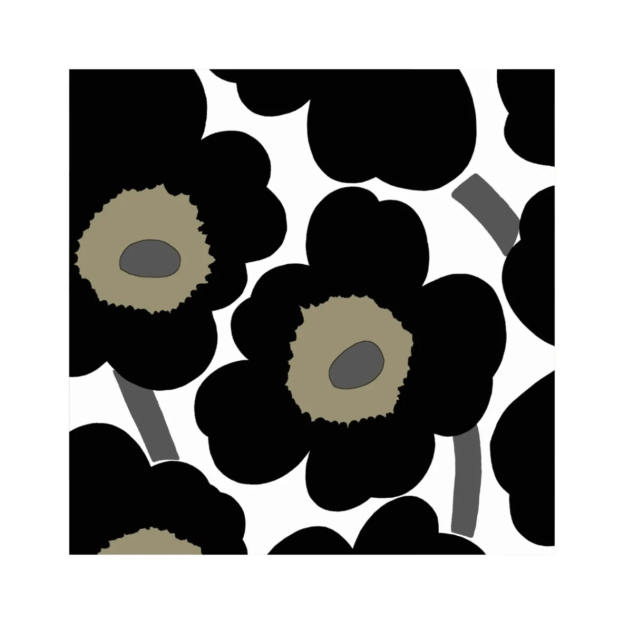 Outlet Servett Unikko 33 cm Svart/vit Servetter