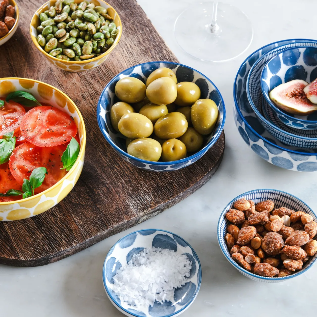 Online Skål Positano 12 Gul prickig Frukostskålar|Dessertskålar