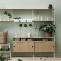 Online Skåp m skjutdörrar 78x20x37 ek String Skåp & Fällbord